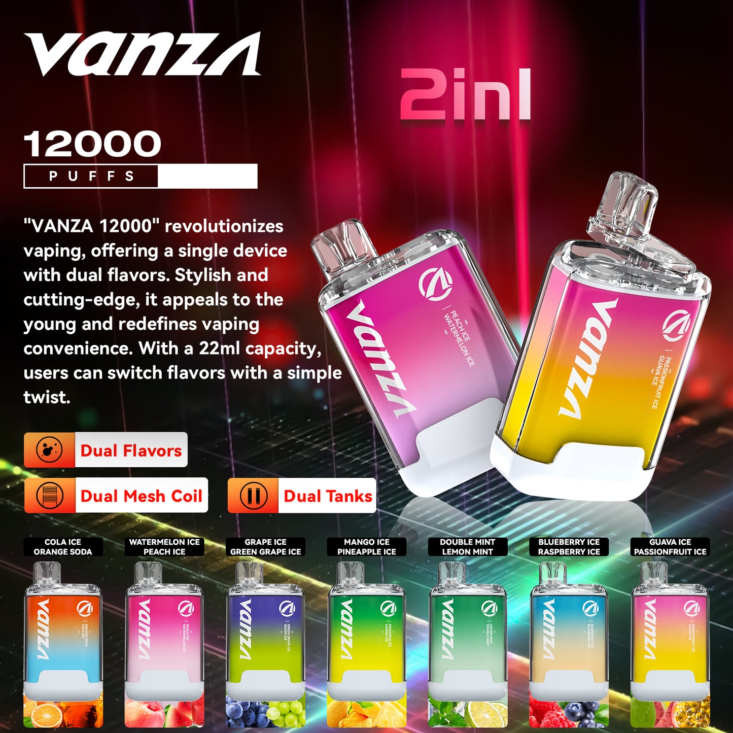 Vanza twins 2in1 12000 puff